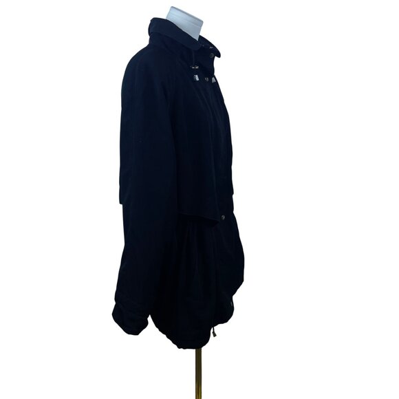 Mulberry Street Women’s Black Hooded Anorak Jacket Drawstring Waist Sz M - Picture 2 of 8